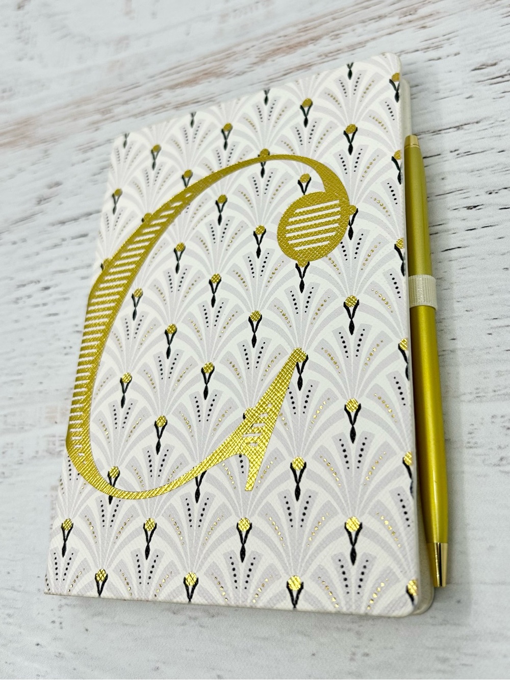NWT Anthropologie Adelaide “C” Gold Foil Monogram Journal Initial Notebook w Pen